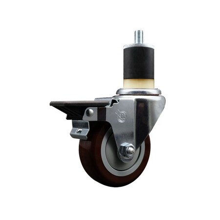 Service Caster 3.5'' Maroon Poly Swivel 1-7/8'' Expanding Stem Caster with Brake SCC-EX20S3514-PPUB-MRN-PLB-178